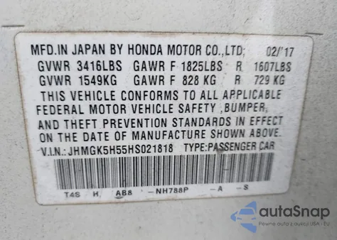 2017 Honda Fit Lx from USA, damaged, VIN JHMGK5H55HS021818